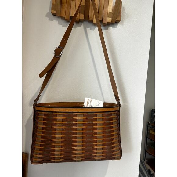 Longaberger Basket Chestnut Hostess Carry All tote shoulder purse leather‎ strap - Picture 1 of 6